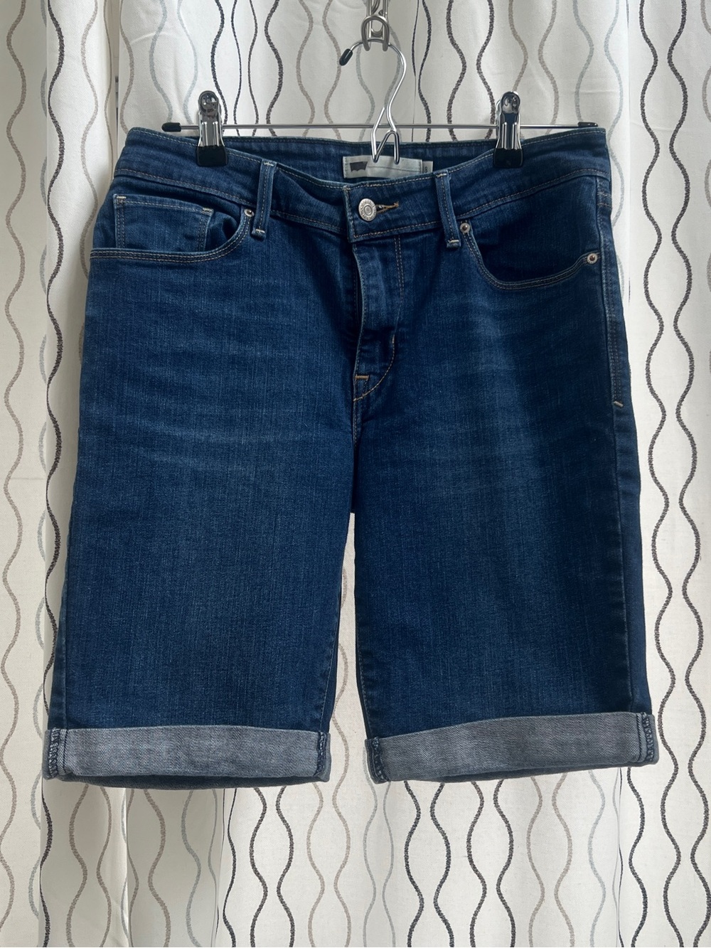 Levi's Dark Blue Cuffed Denim Bermuda Shorts size 8